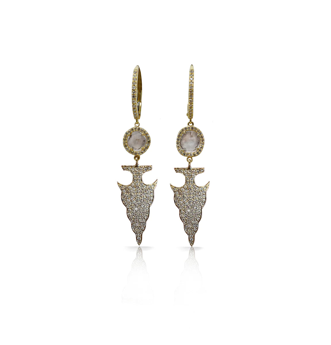 14K Gold Arrowhead Drop Earrings