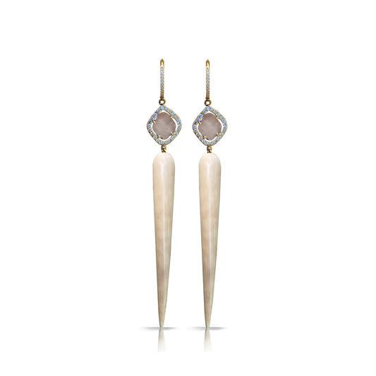 14K Tear Drop Tusk Earrings