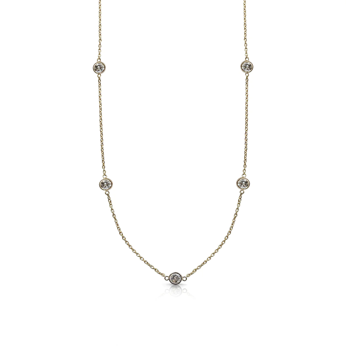 14K Yellow Gold Dainty Diamond Necklace