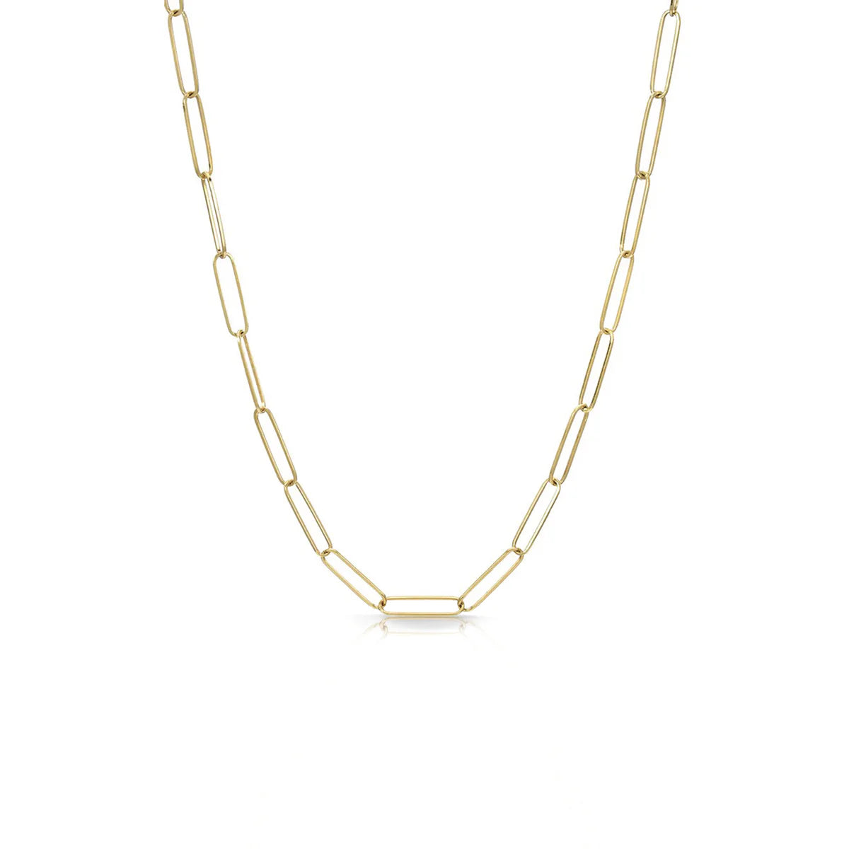 14K Elongated Paperclip Chain Necklace