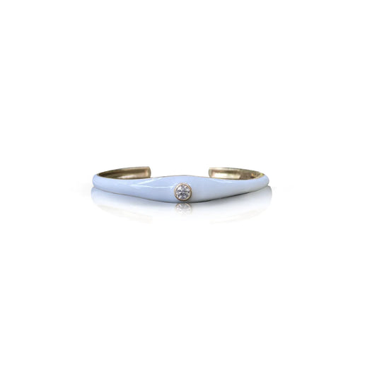 14K Yellow Gold White Enamel Bracelet