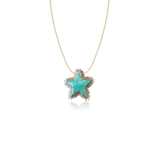 14K Turquoise Star Charm Necklace