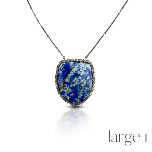 Lapis Silver Shield Necklace