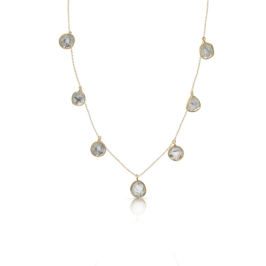 14K Sliced Diamond Dangle Necklace