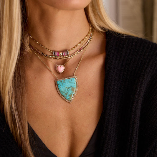 14k Bezel Set Rainbow Sapphire Necklace