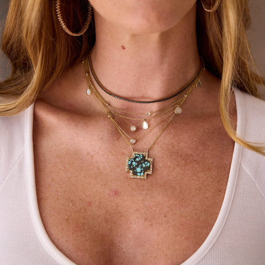 14k Black Diamond Tennis Necklace