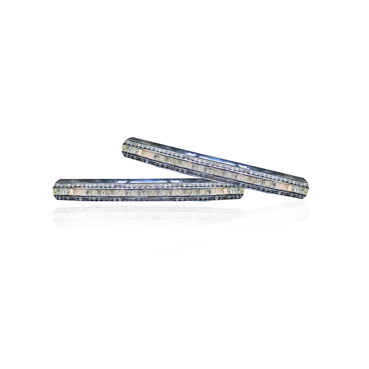 Baguette + Pave Diamond Bangle