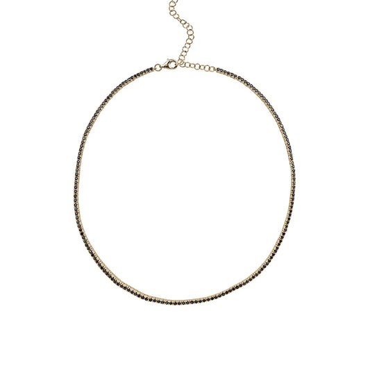 14K Black Sapphire Tennis Necklace