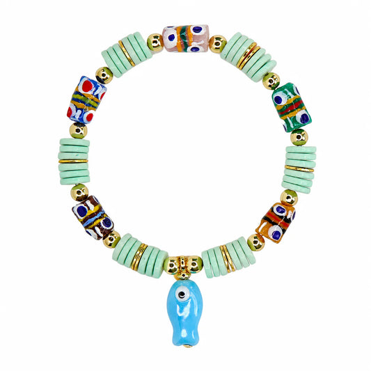 Bluefin Beaded Bracelet - Green Opal