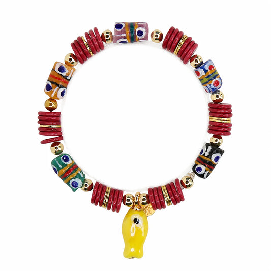 Bluefin Beaded Bracelet - Raspberry