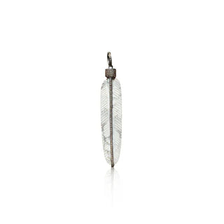 Carved Howlite Feather Pendant