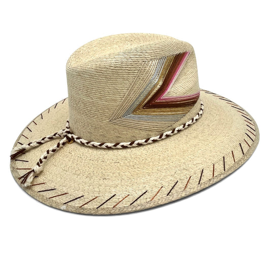 Chevron Palm Leaf Hat - Pink Horizon