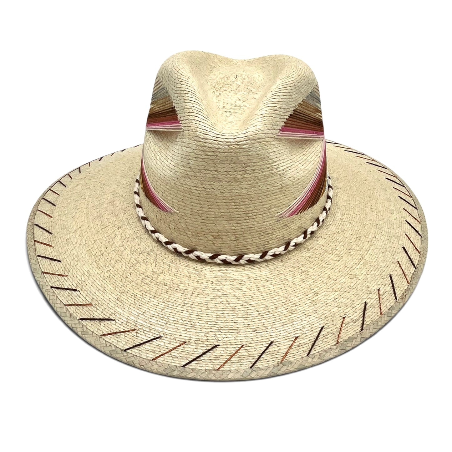 Chevron Palm Leaf Hat - Pink Horizon