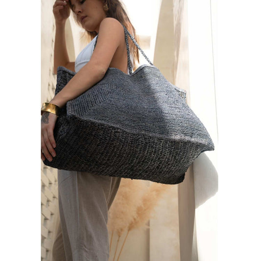 Clipa (XXL) Raffia Beach Tote Bag - Blue