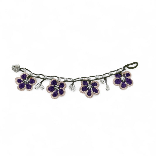 Flower Crochet Bracelet - Purple