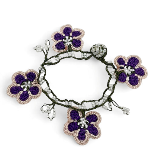Flower Crochet Bracelet - Purple
