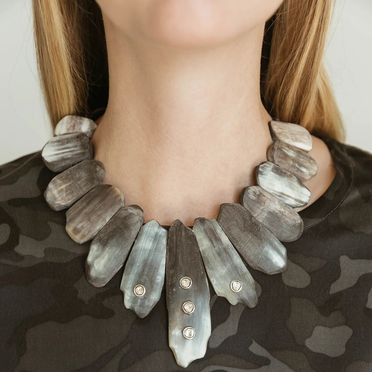 Dark Matte Horn Collar Necklace