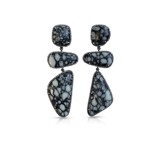 Howlite Triple Drop Earrings