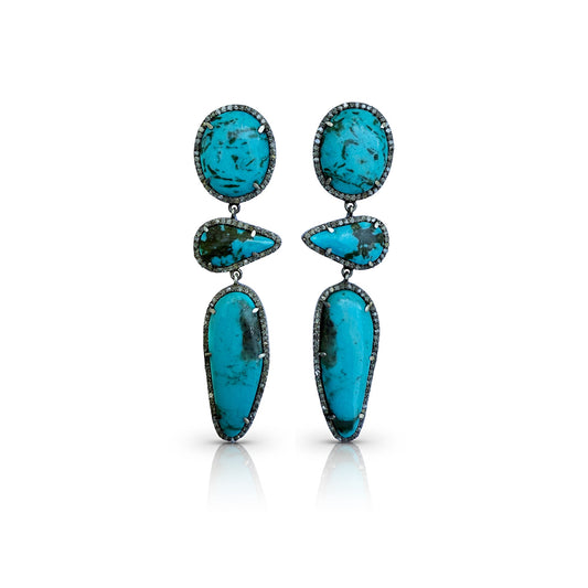 Turquoise Triple Drop Earrings 1