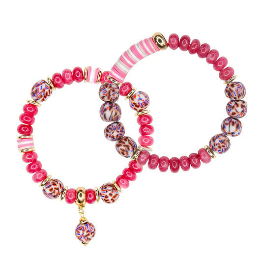 Echo Bracelet Set in Pink Strawberry