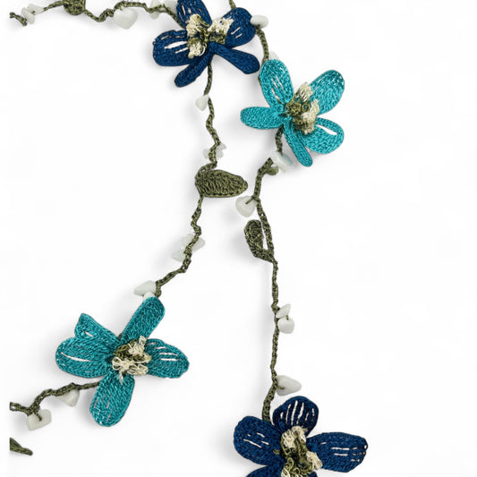 Elissa Crochet Lariat Necklace-Turquoise-Blue