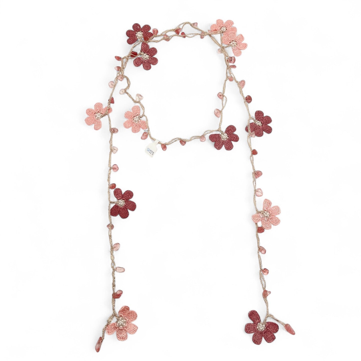 Elissa Crochet Lariat Necklace - Light Pink