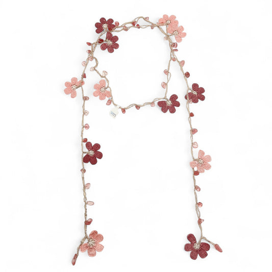 Elissa Crochet Lariat Necklace - Light Pink