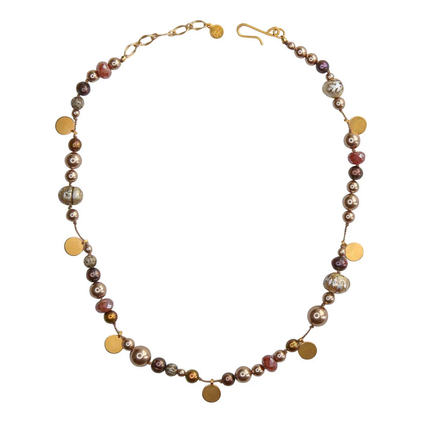 Evie Knotted Necklace in Chocolate Pearl