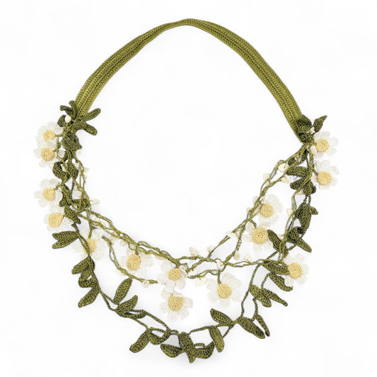 Evie Crochet Floral Ribbon Necklace