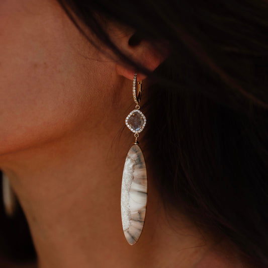 14k Sliced Tusk Drop Earrings