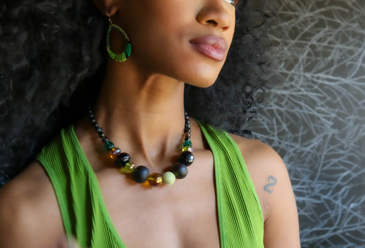 Guru Beaded Necklace in Blues