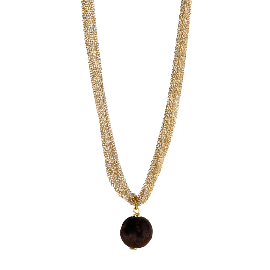 Halo Pendant Necklace in Chocolate Brown