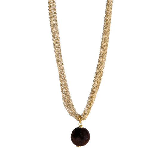 Halo Pendant Necklace in Chocolate Brown