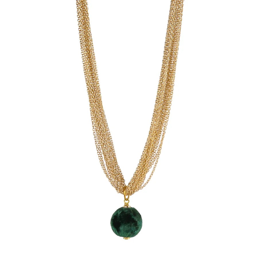 Halo Pendant Necklace in Emerald