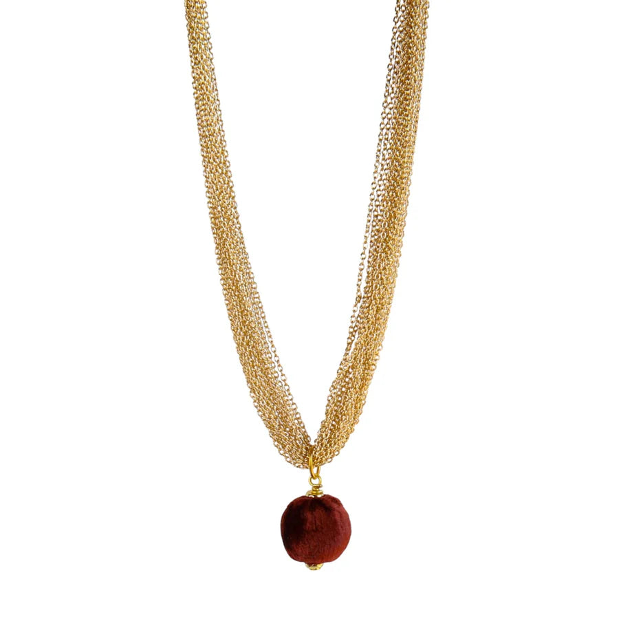 Halo Pendant Necklace in Rust