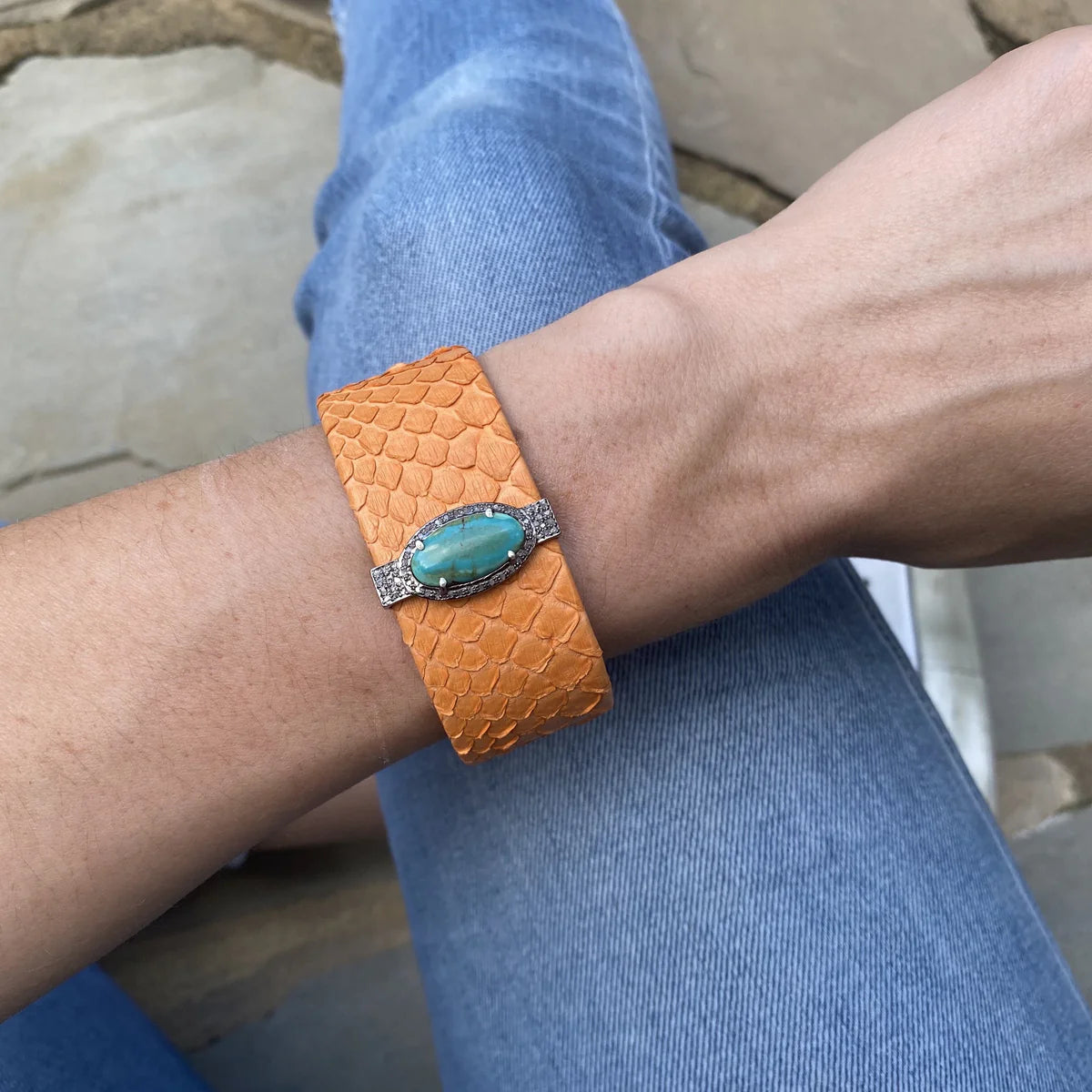 Orange Turquoise Python Cuff