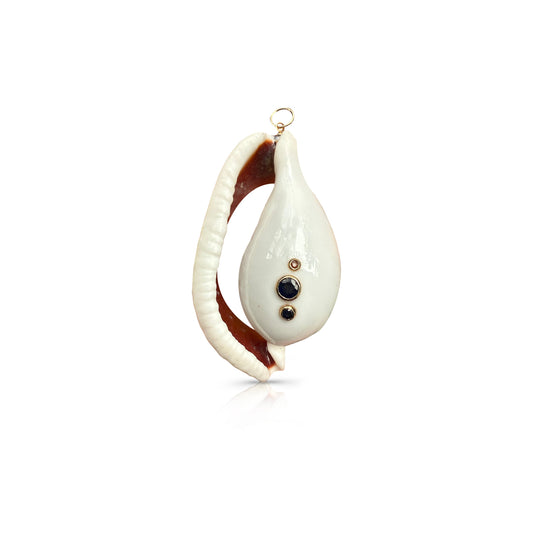 14k and Sapphire Large Shell Charm