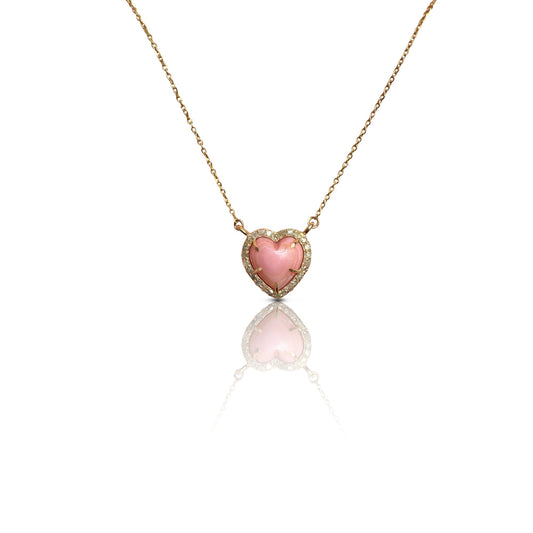 14k Pink Conch Shell Heart Necklace NEW