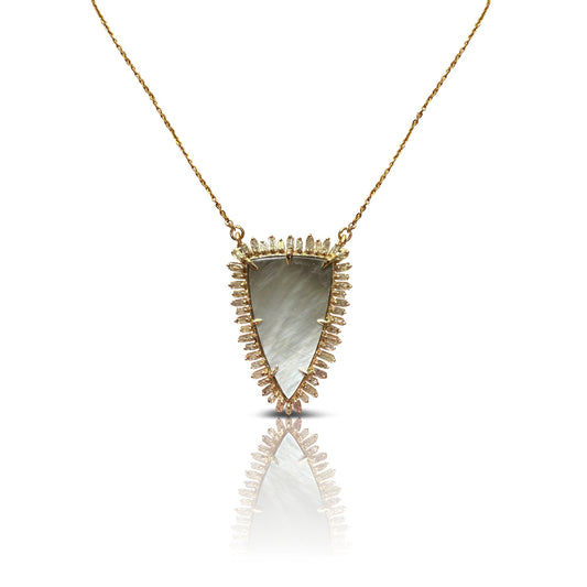 14k Mini Mother of Pearl Shield Necklace