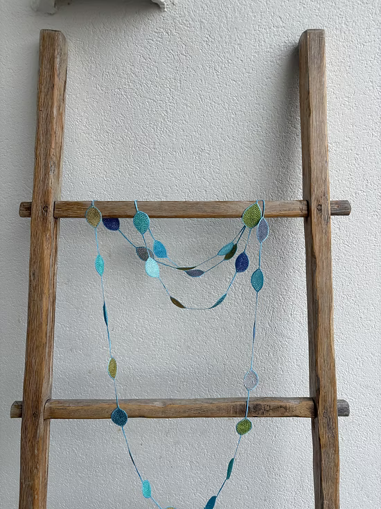 Isabella Infinity Crochet Necklace - Seaglass Light Blue Edge