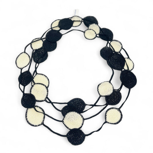 Isabella Infinity Crochet Necklace - Black White