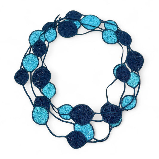 Isabella Crochet Infinity Necklace - Ocean Blue