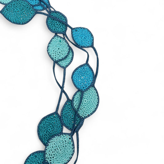 Isabella Infinity Crochet Necklace - Seaglass Light Blue Edge