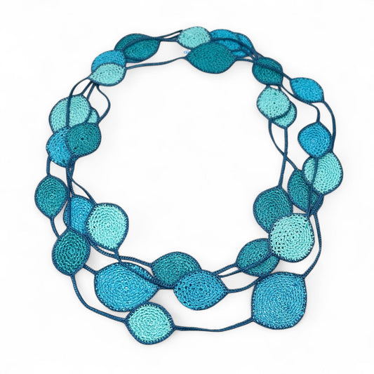 Isabella Infinity Crochet Necklace - Seaglass Light Blue Edge