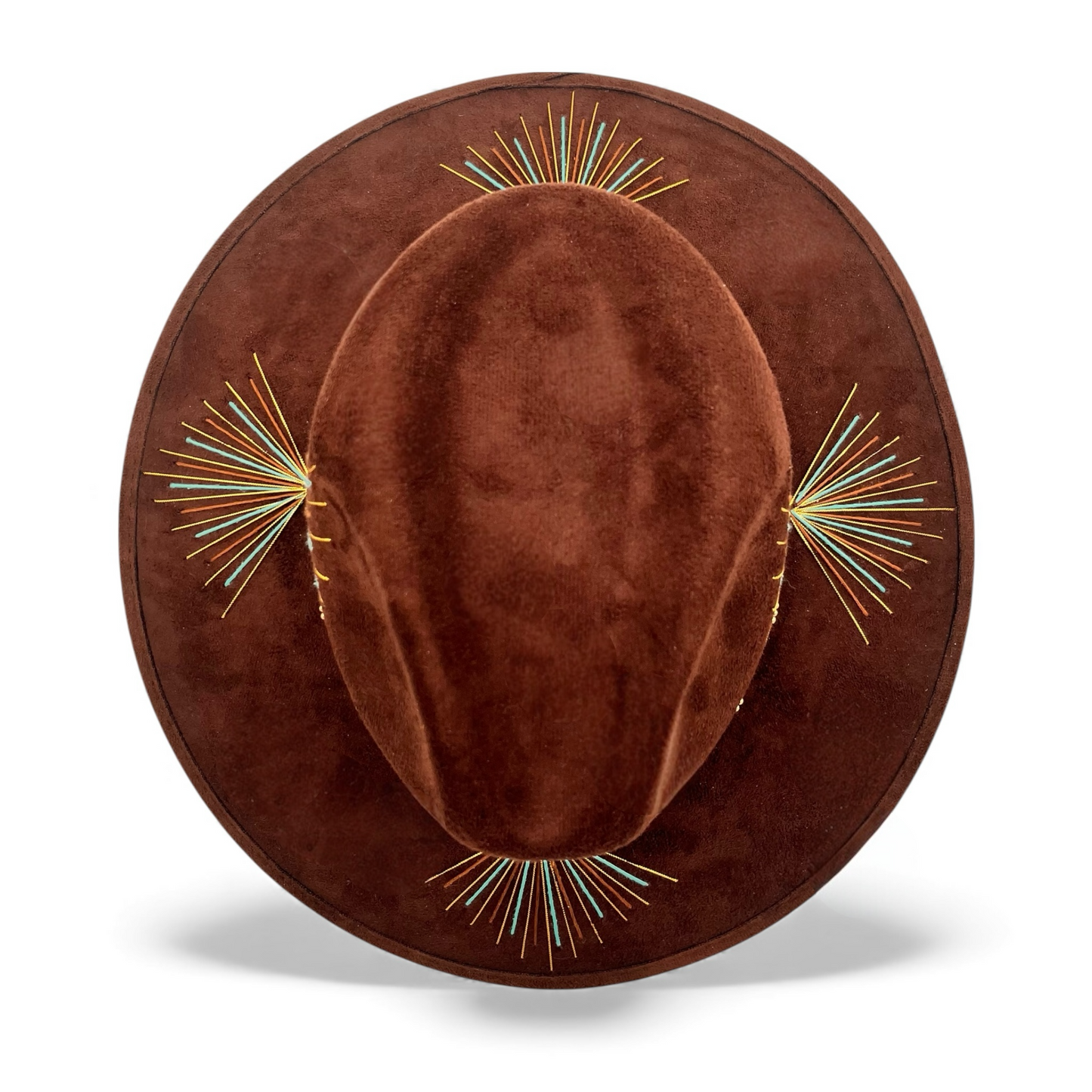 Mezcal Vegan Suede Wide Brim Fedora in Chocolate + Turquoise