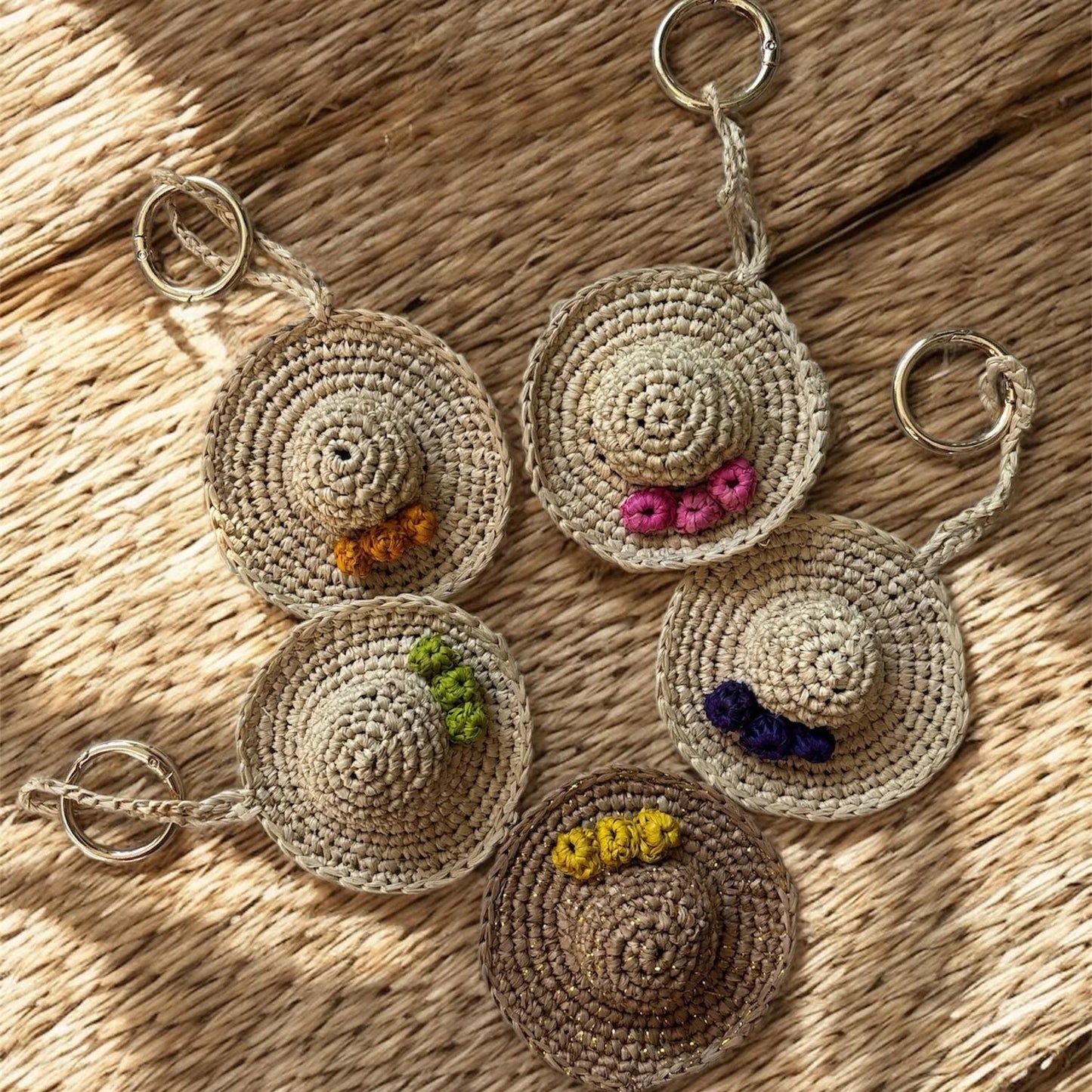 Mini Hat Raffia Keyring