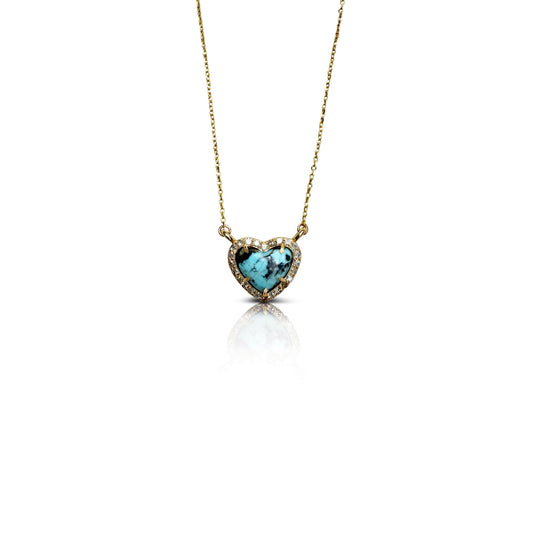 14k 9mm Kingman Turquoise Heart Necklace NEW