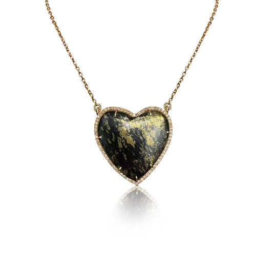 14k Small Apache Gold Heart Diamond Necklace