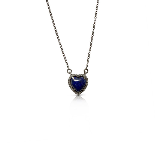 10mm Lapis Heart Charm Necklace