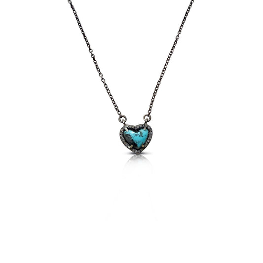 10mm Turquoise Heart Diamond Necklace
